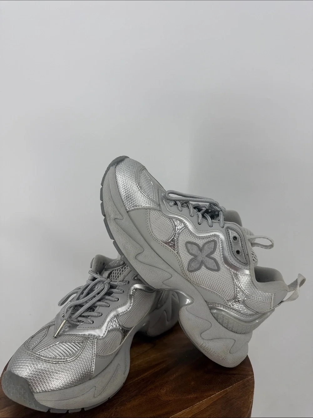 SMFK WAVE Retro Silver Metallic Sneakers EU 39 Y2K Cyber Chunky Futuristic